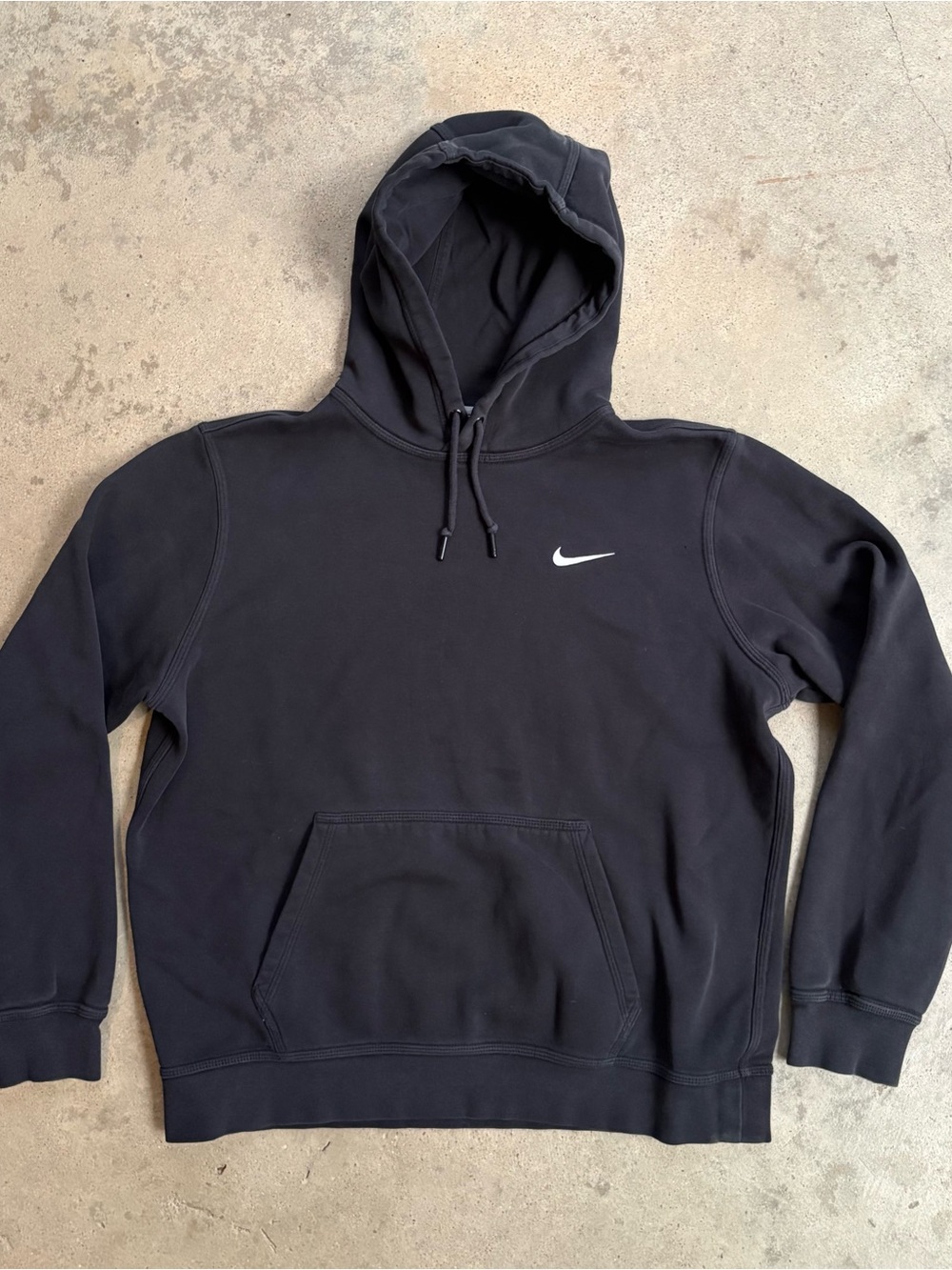 Vintage Nike Hoodie Men's Large Black with embroidered Swoosh Navy Tag